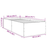 Bed frame without mattress concrete gray 100x200 cm