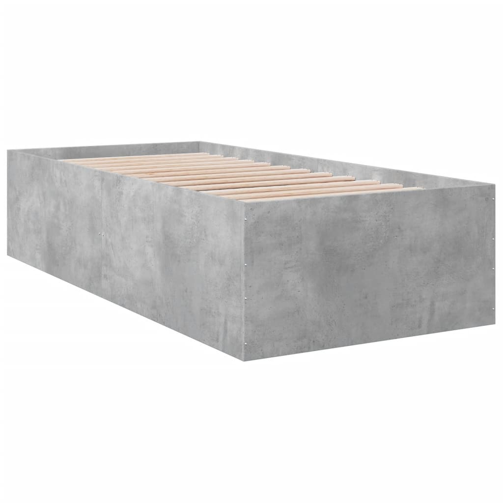 Cadre de lit sans matelas gris béton 90x200 cm