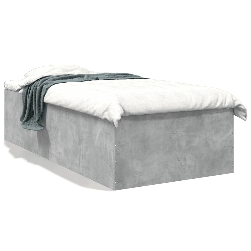 Cadre de lit sans matelas gris béton 90x190 cm