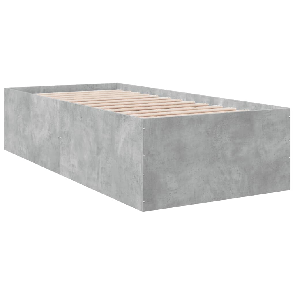 Cadre de lit sans matelas gris béton 90x190 cm