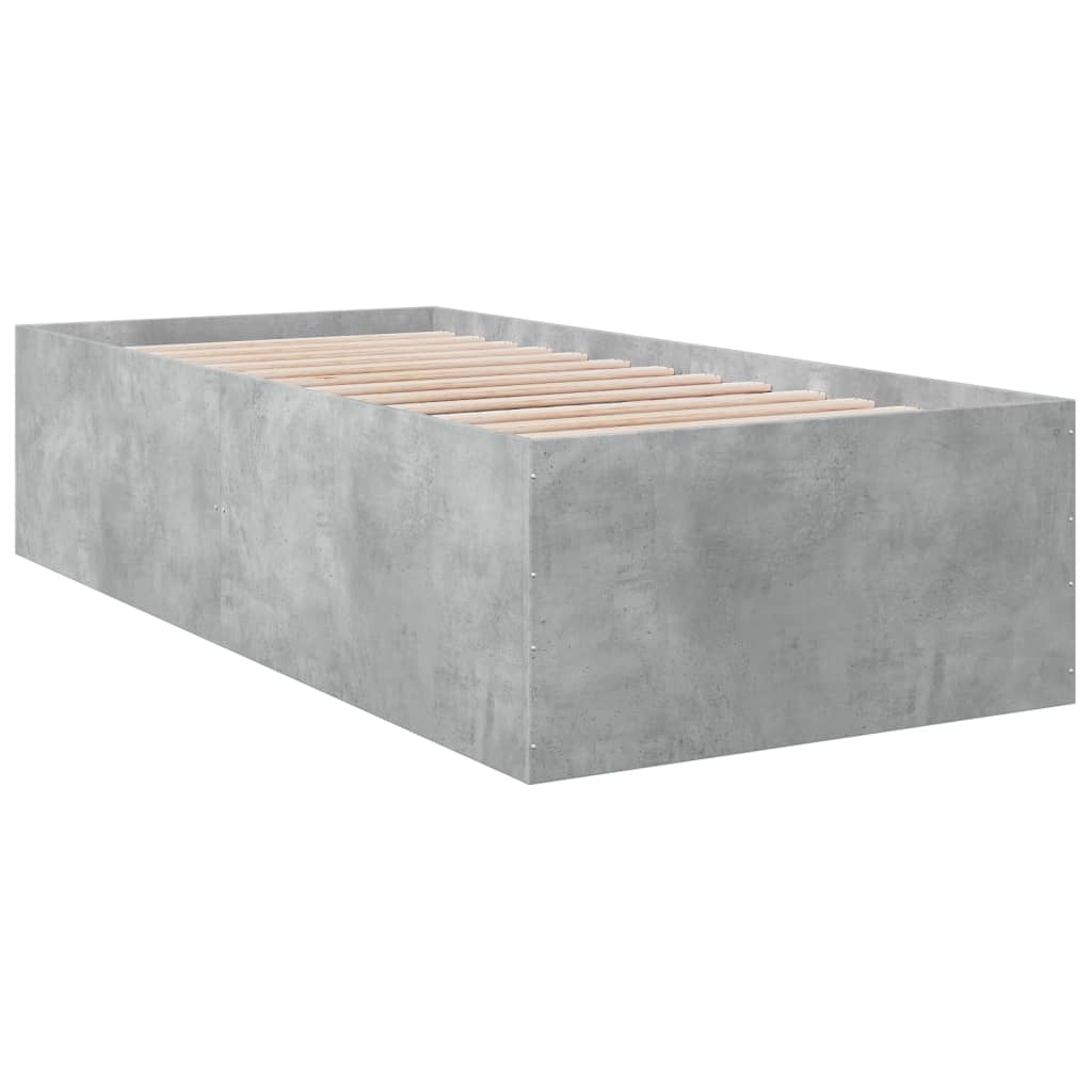 Cadre de lit sans matelas gris béton 90x190 cm