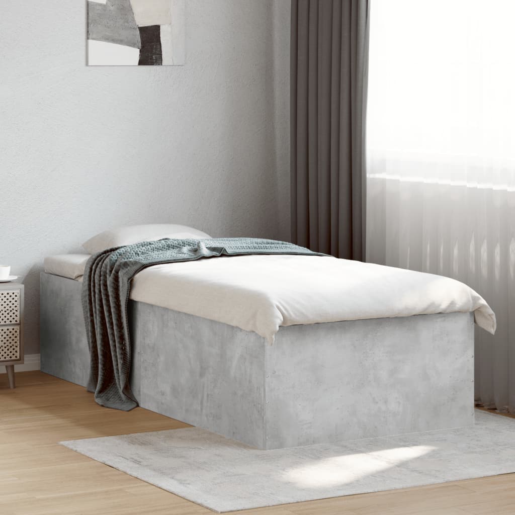 Cadre de lit sans matelas gris béton 90x190 cm