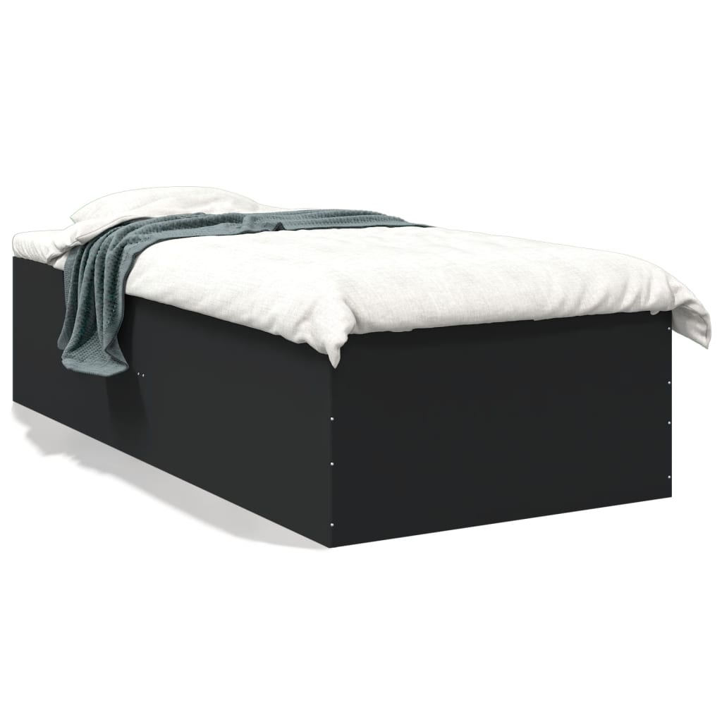 Cadre de lit sans matelas noir 75x190 cm