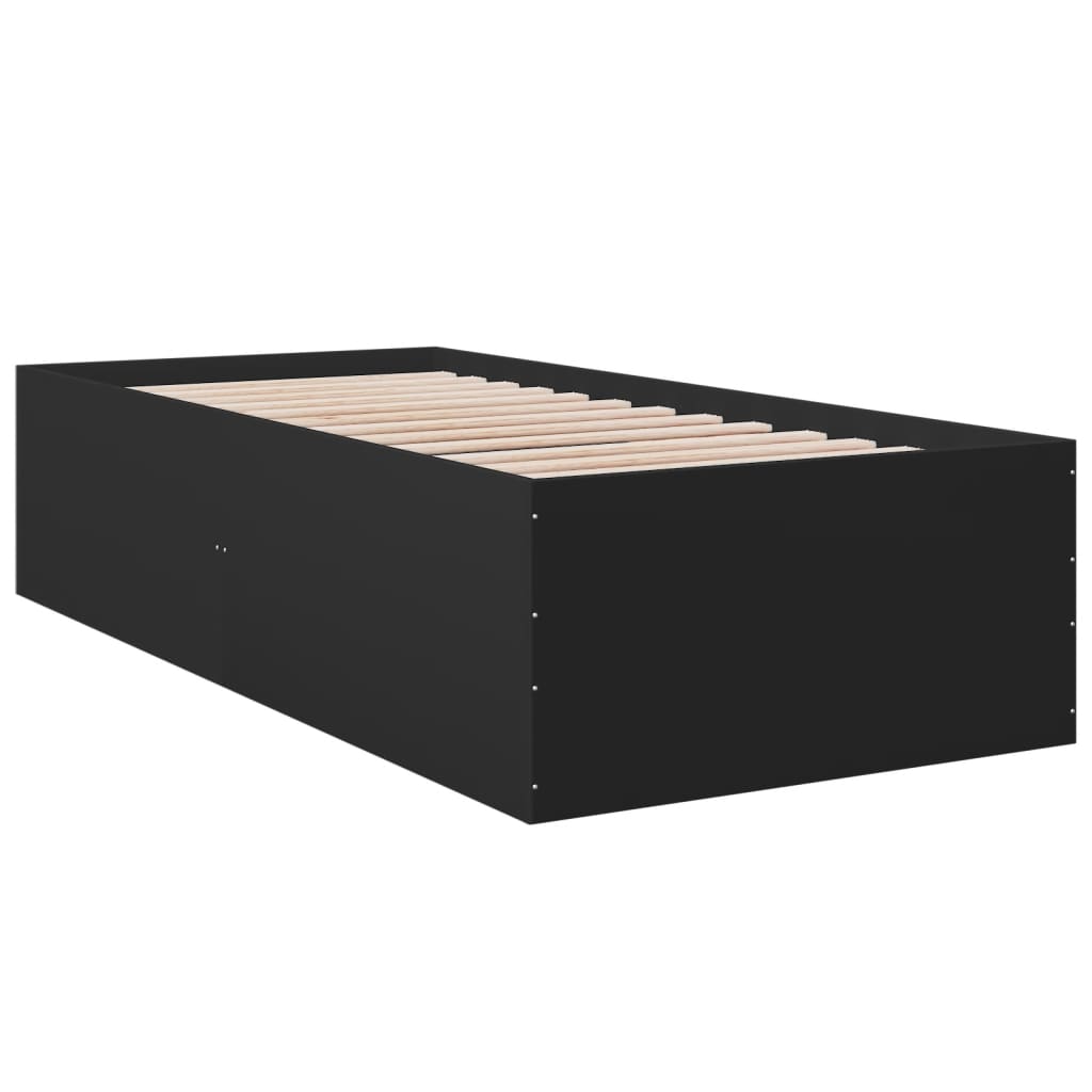 Cadre de lit sans matelas noir 75x190 cm