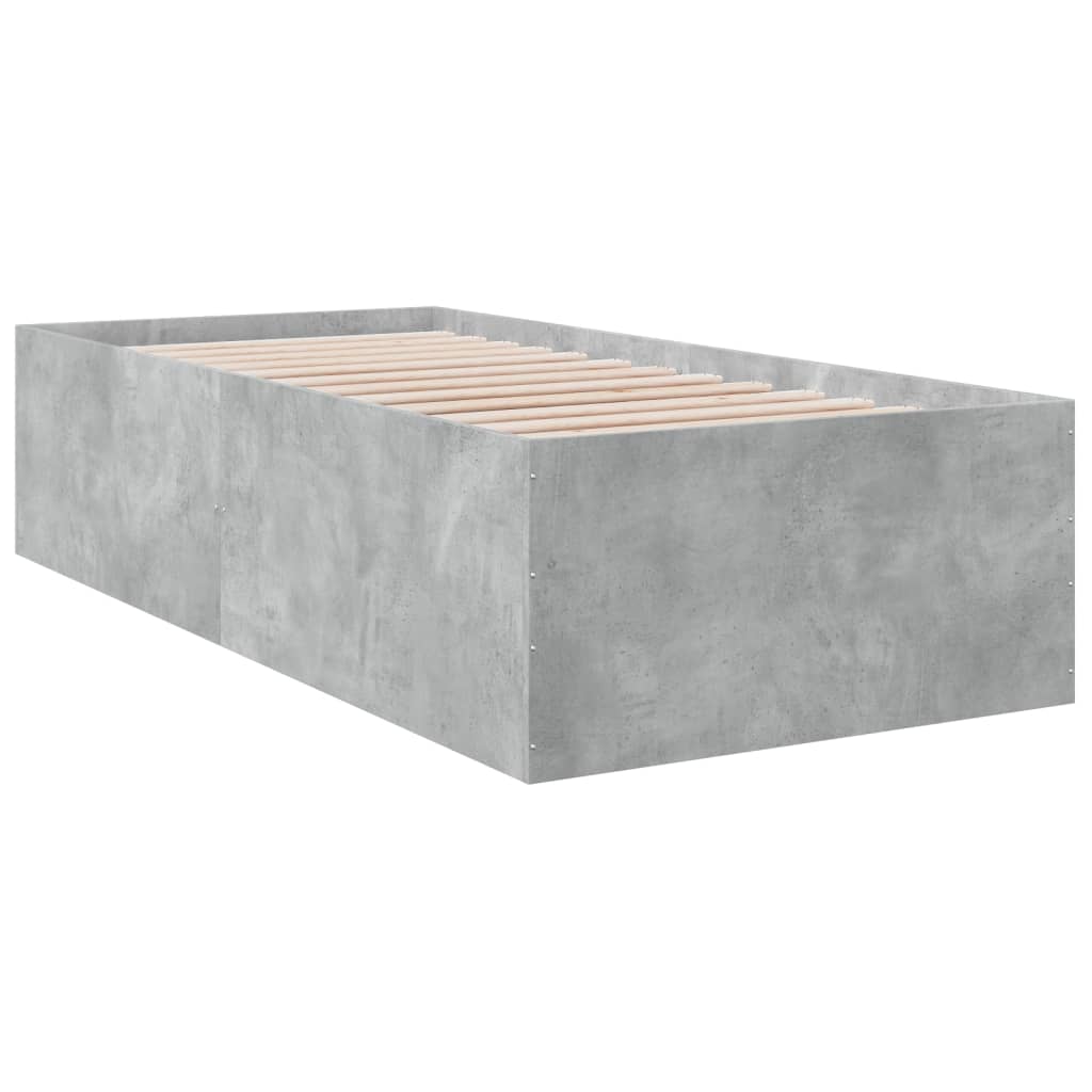 Cadre de lit sans matelas gris béton 75x190 cm