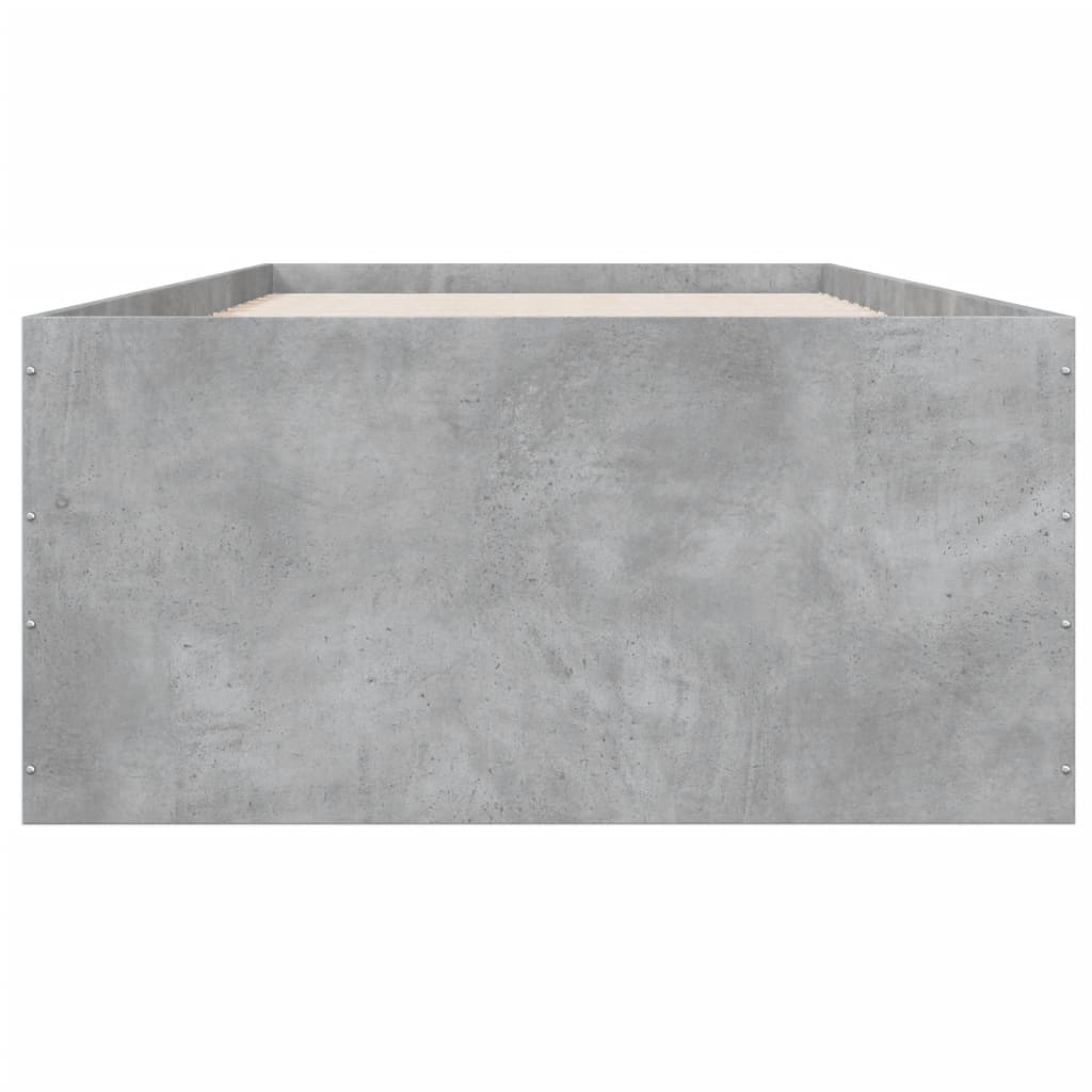 Cadre de lit sans matelas gris béton 75x190 cm