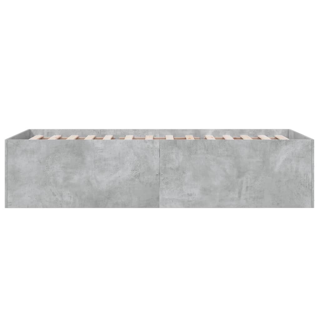 Cadre de lit sans matelas gris béton 75x190 cm