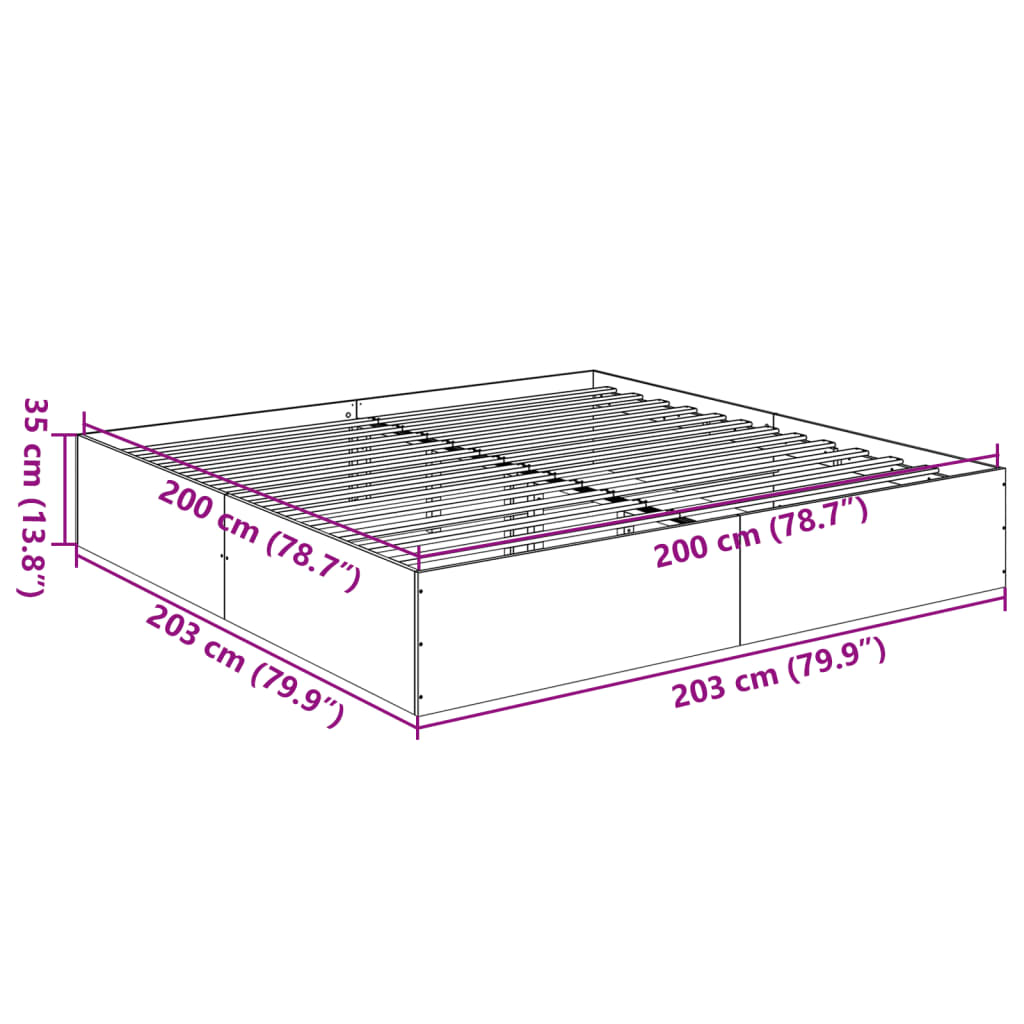 Cadre de lit sans matelas noir 200x200 cm