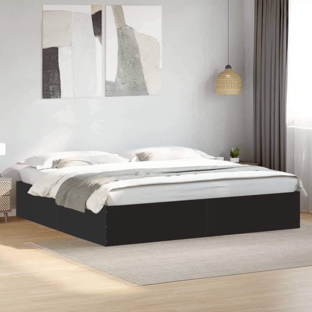 Cadre de lit sans matelas noir 200x200 cm