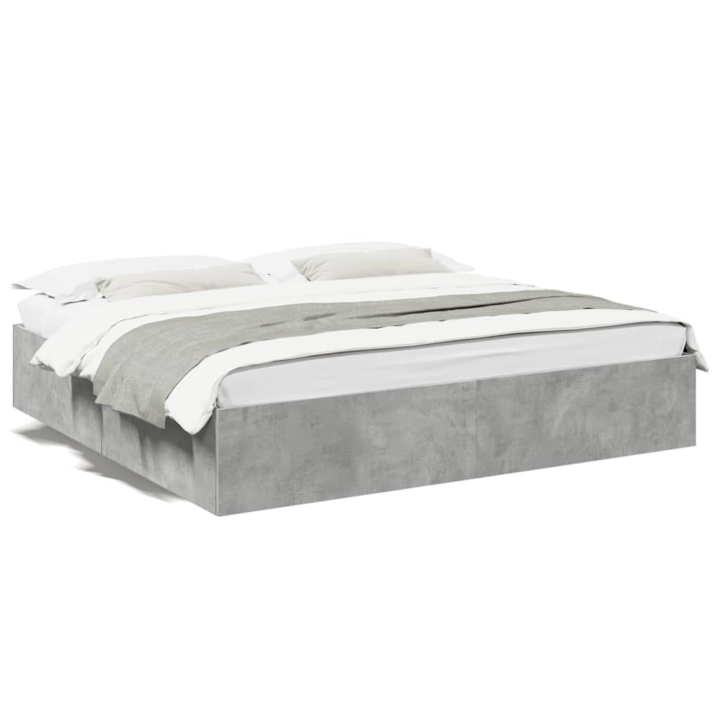 Cadre de lit sans matelas gris béton 200x200 cm