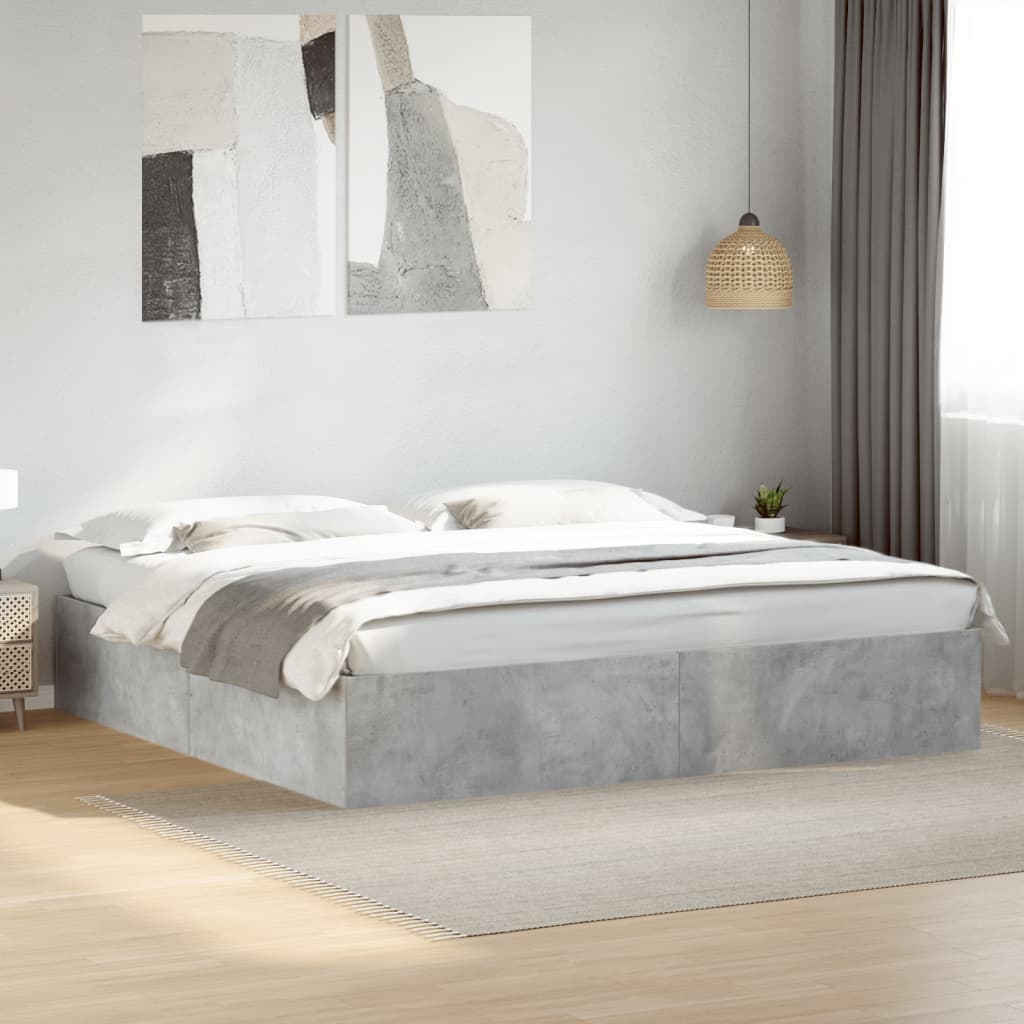 Cadre de lit sans matelas gris béton 200x200 cm