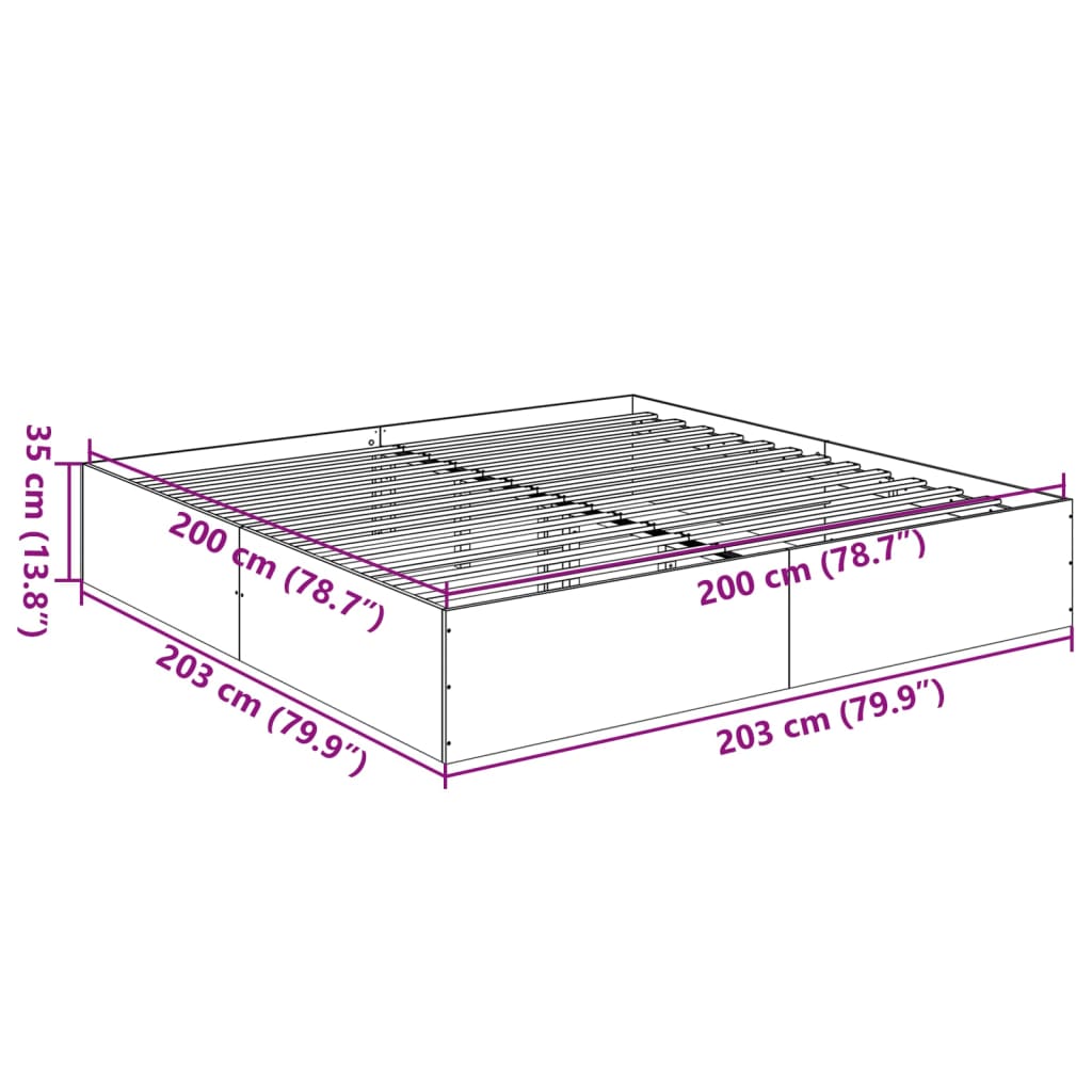 Cadre de lit sans matelas chêne fumé 200x200 cm