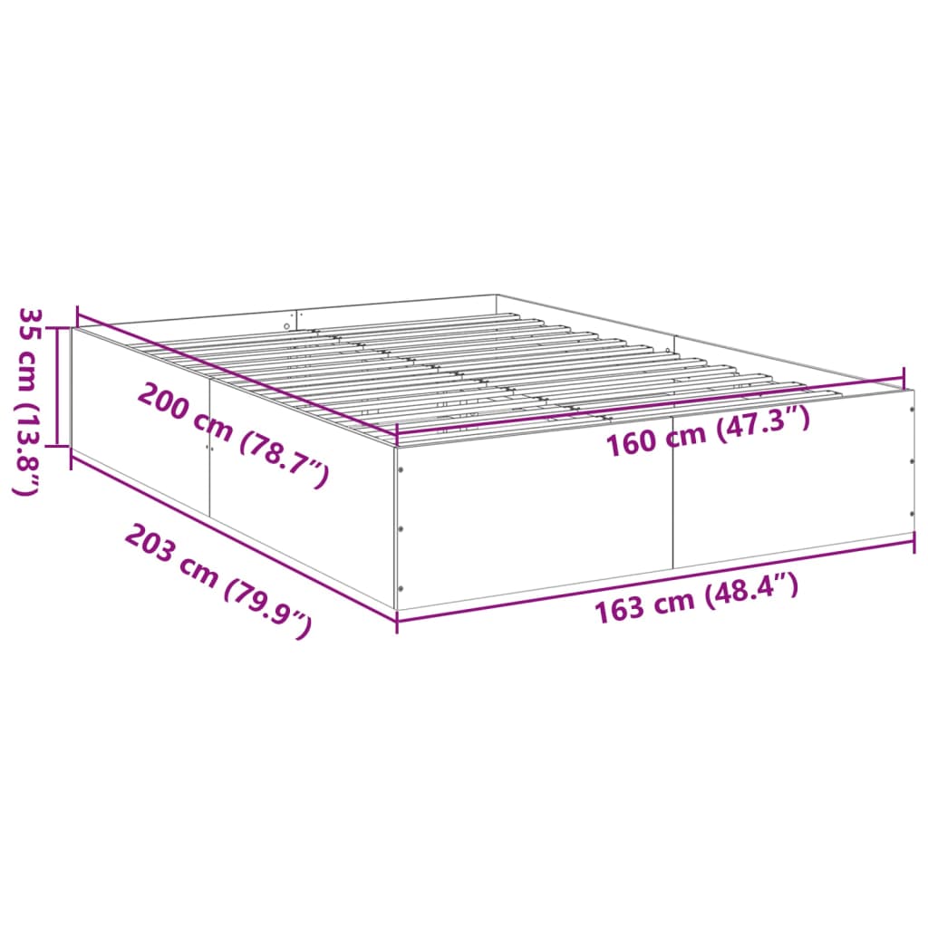 Cadre de lit sans matelas blanc 160x200 cm