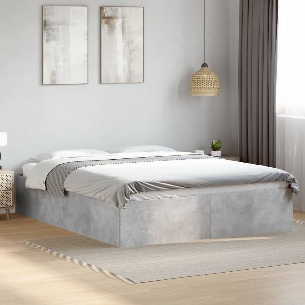 Cadre de lit sans matelas gris béton 160x200 cm