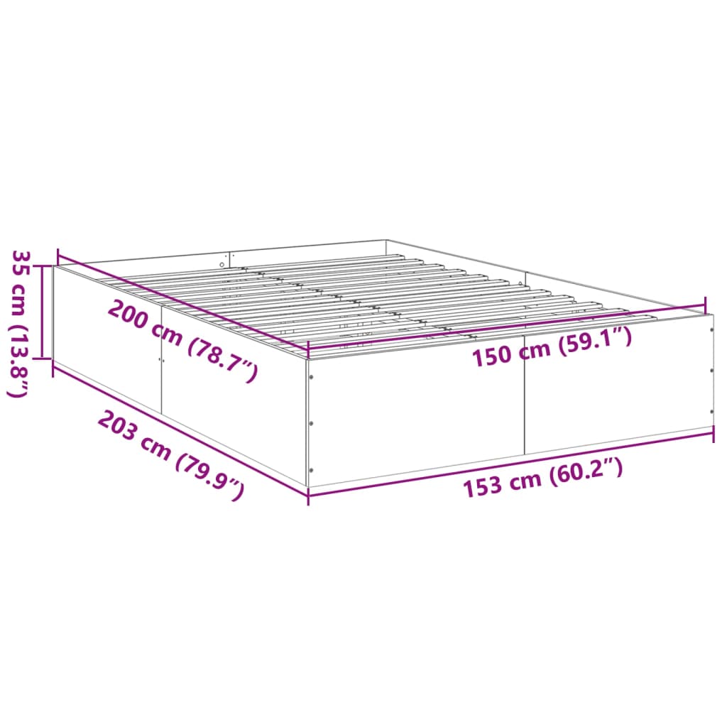 Cadre de lit sans matelas blanc 150x200 cm