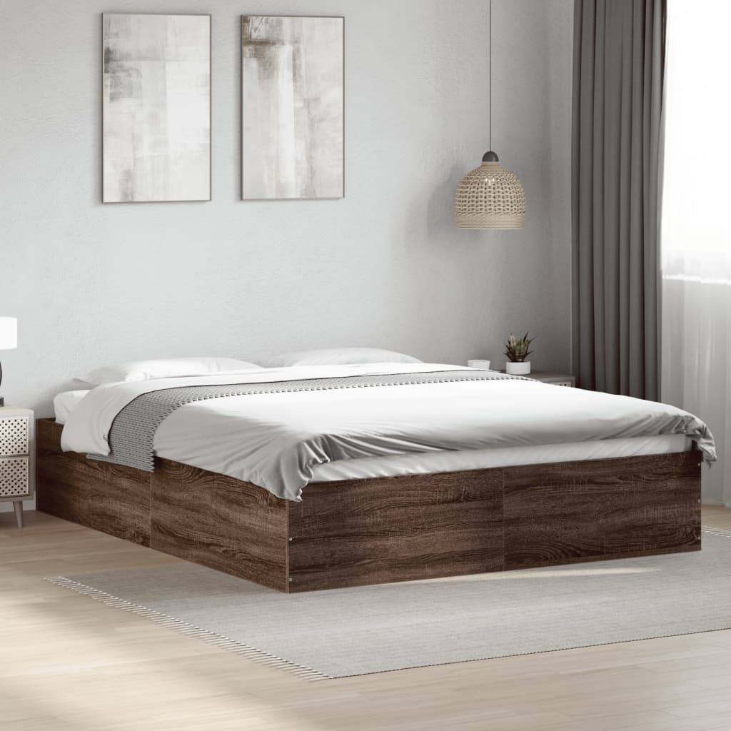 Cadre de lit sans matelas chêne marron 150x200 cm