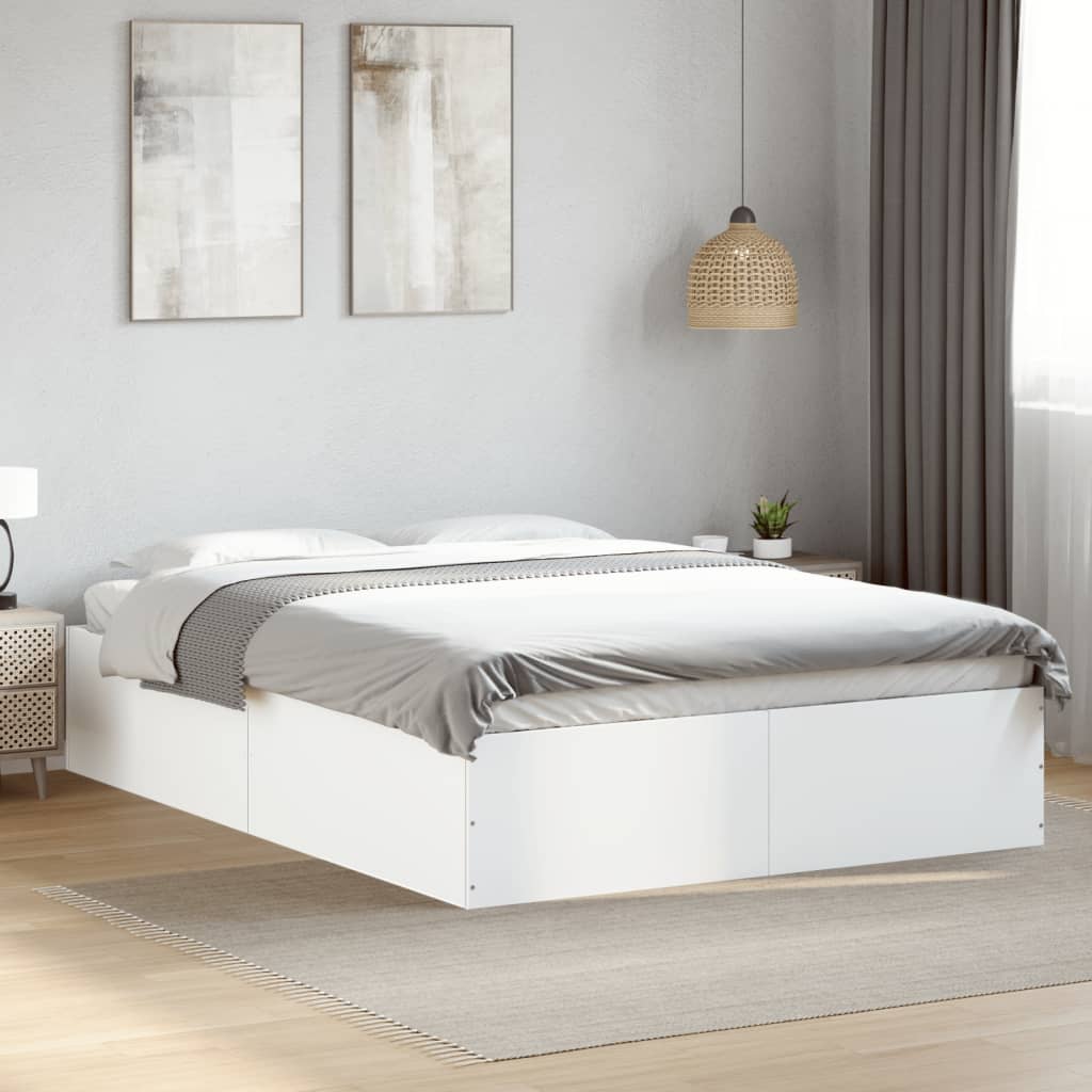 Cadre de lit sans matelas blanc 140x190 cm