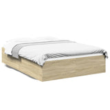 Cadre de lit sans matelas chêne sonoma 135x190 cm