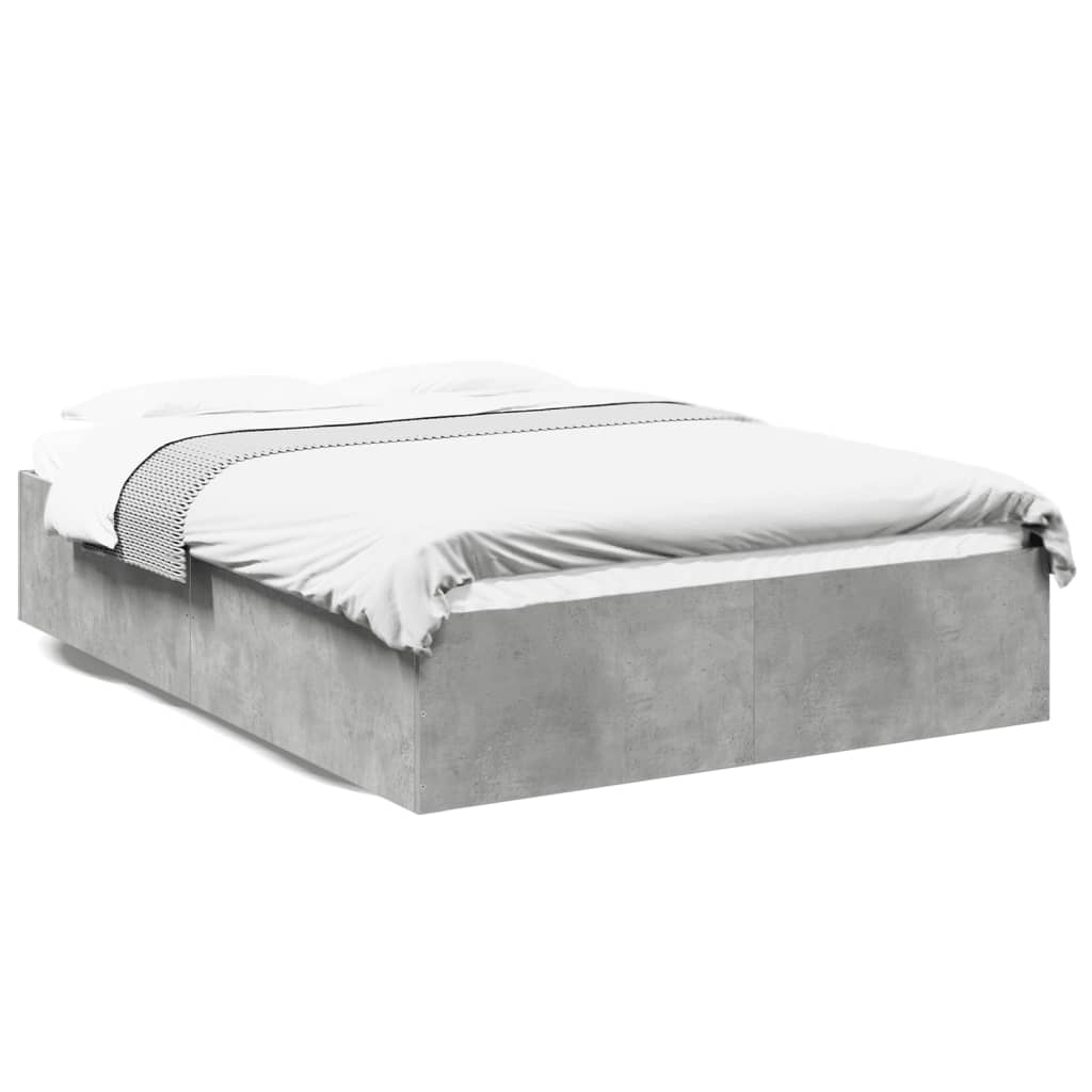 Cadre de lit sans matelas gris béton 135x190 cm