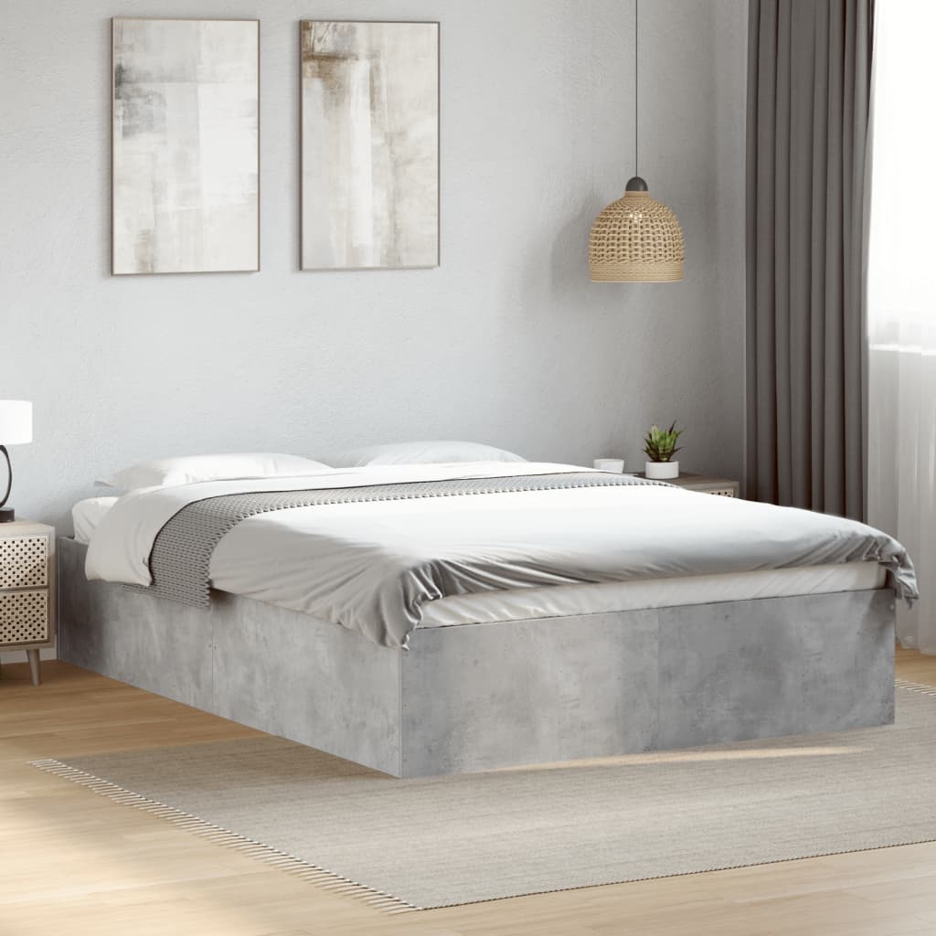 Cadre de lit sans matelas gris béton 135x190 cm