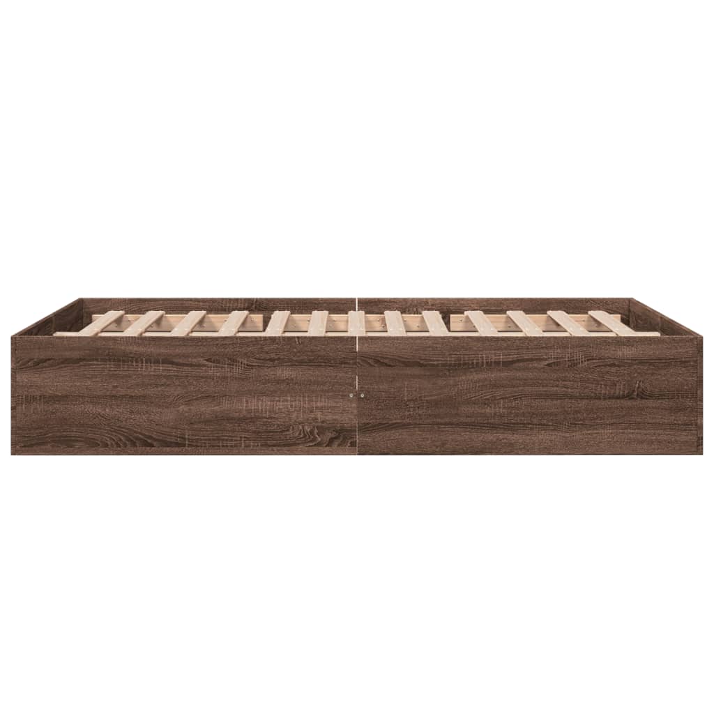 Cadre de lit sans matelas chêne marron 135x190 cm