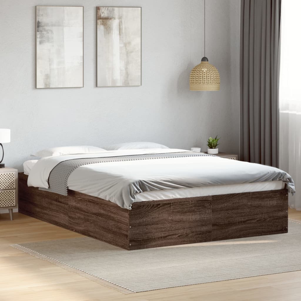 Cadre de lit sans matelas chêne marron 135x190 cm