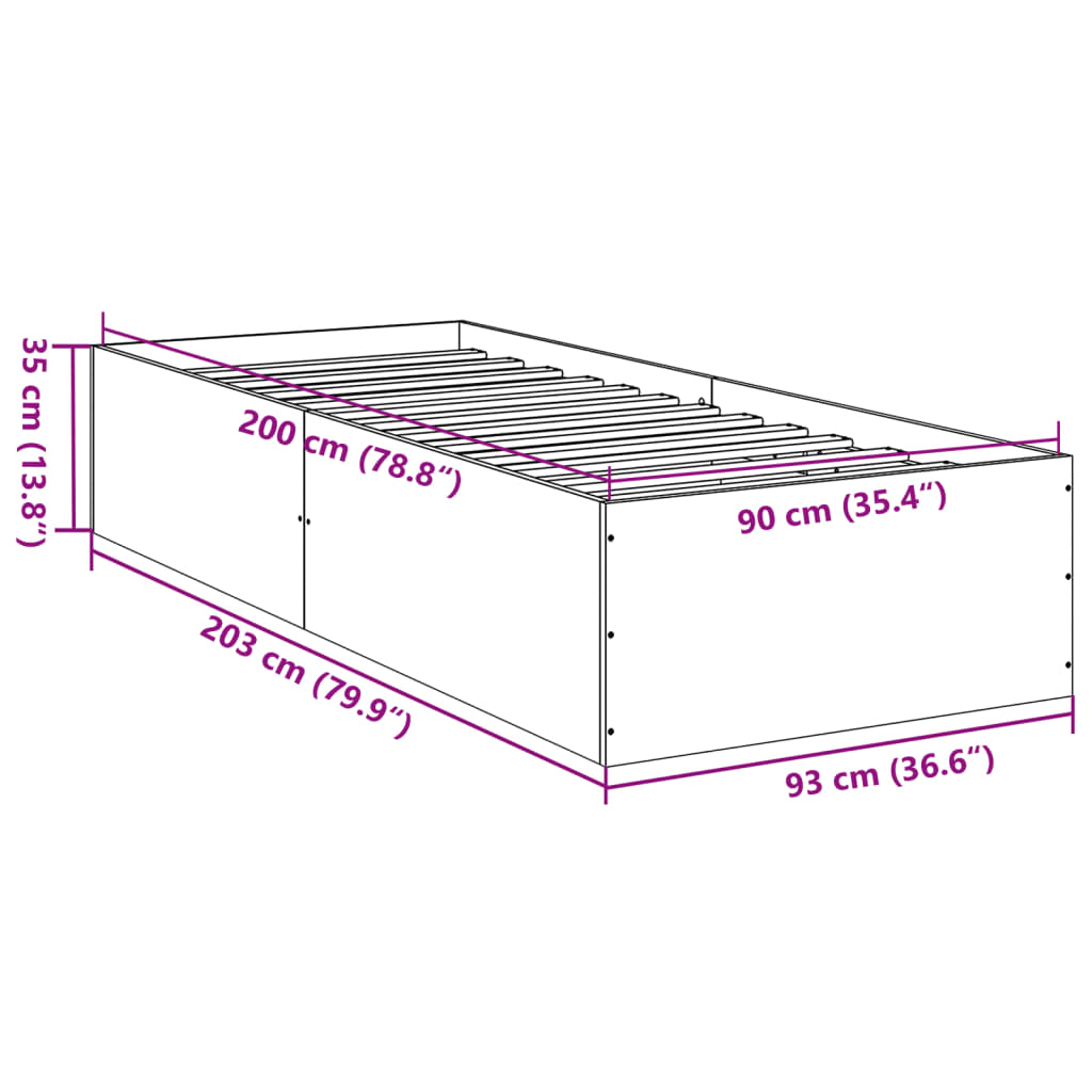 Bed frame without mattress white 90x200 cm