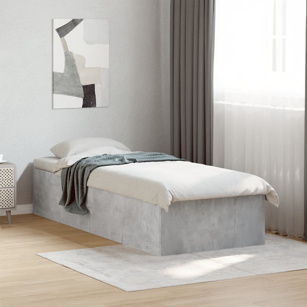 Cadre de lit sans matelas gris béton 90x200 cm