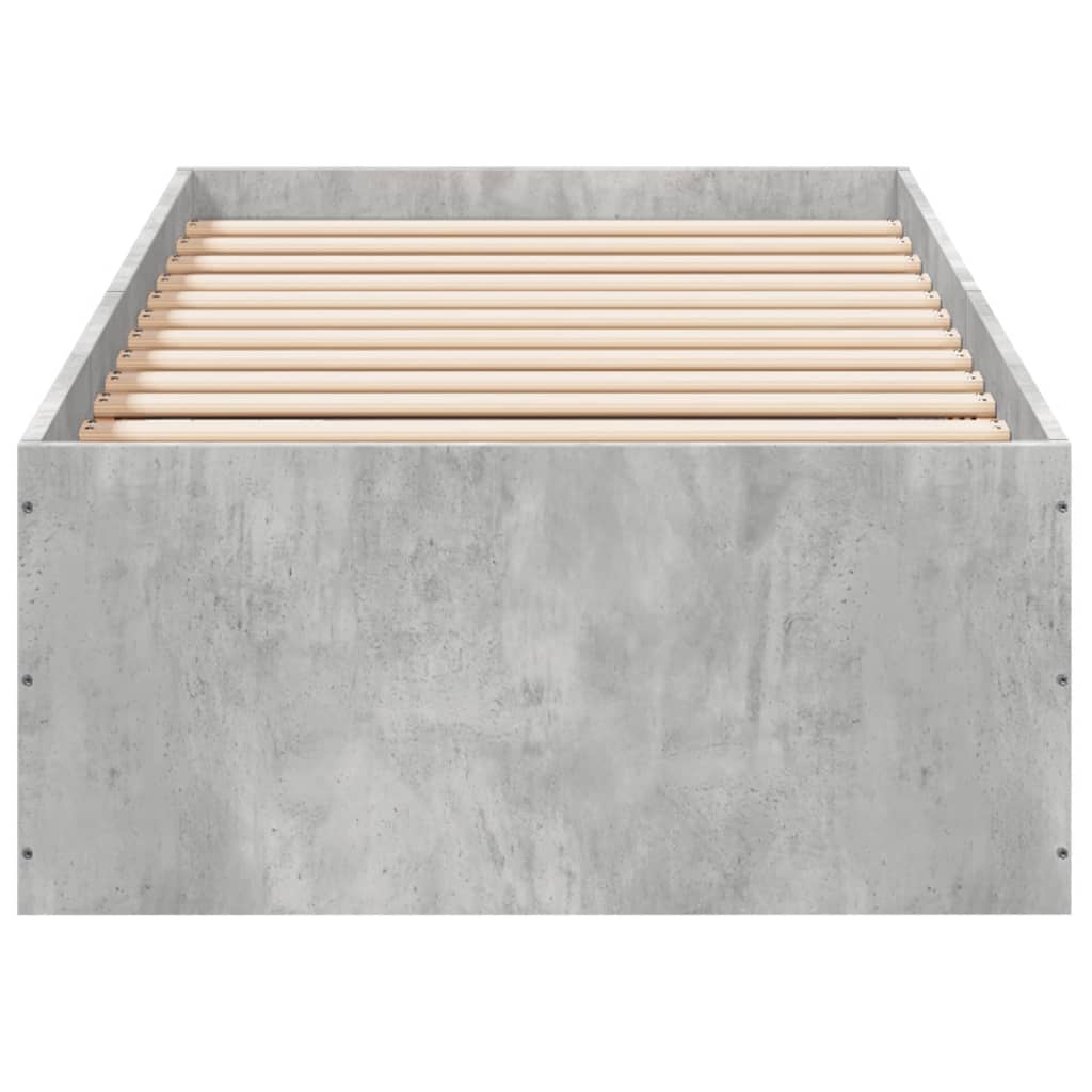 Cadre de lit sans matelas gris béton 90x200 cm