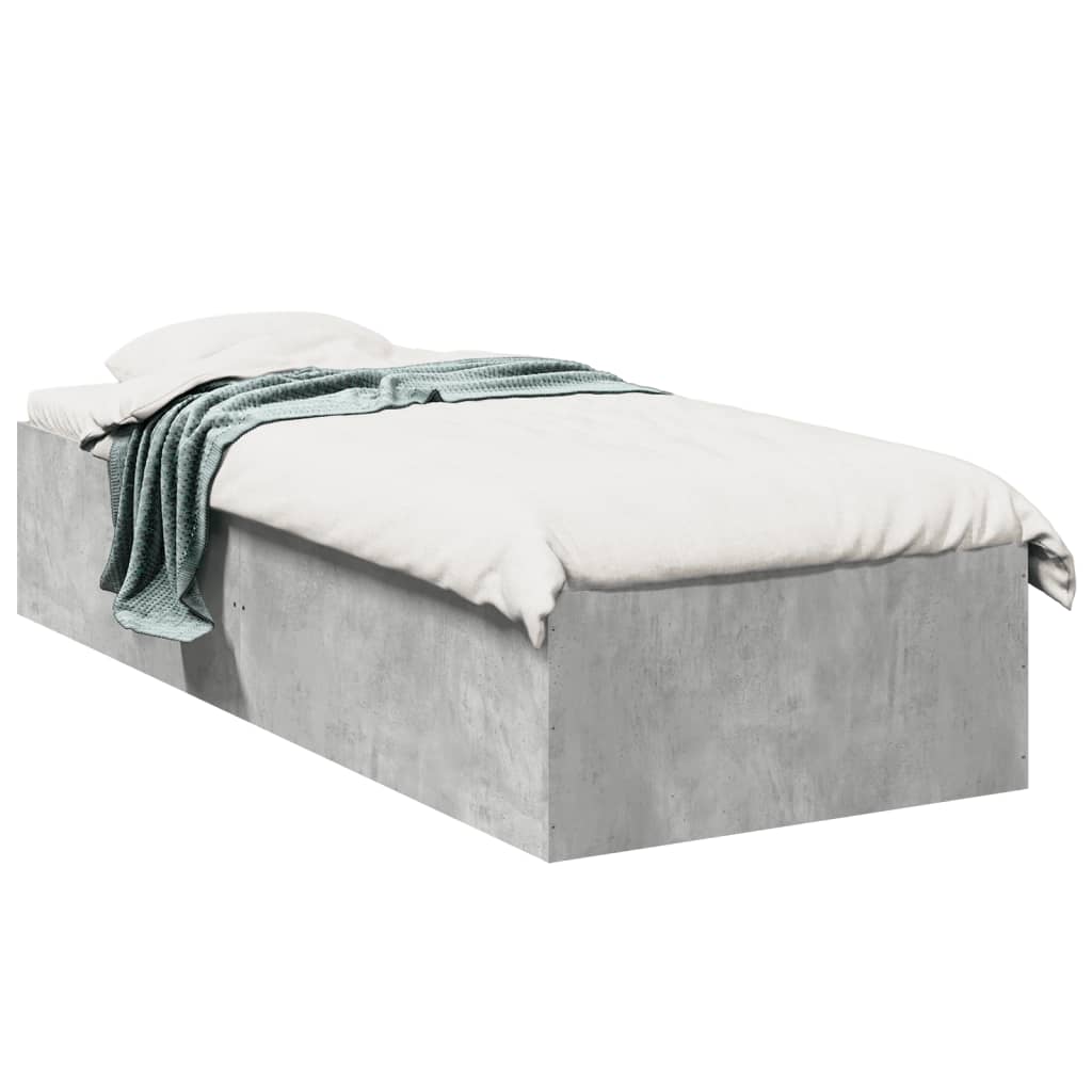 Cadre de lit sans matelas gris béton 90x190 cm