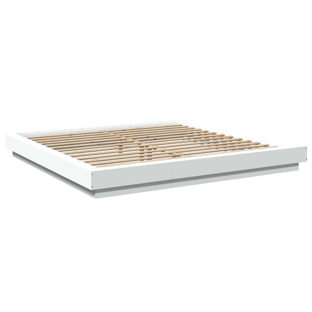 Cadre de lit avec lumières LED sans matelas blanc 200x200 cm