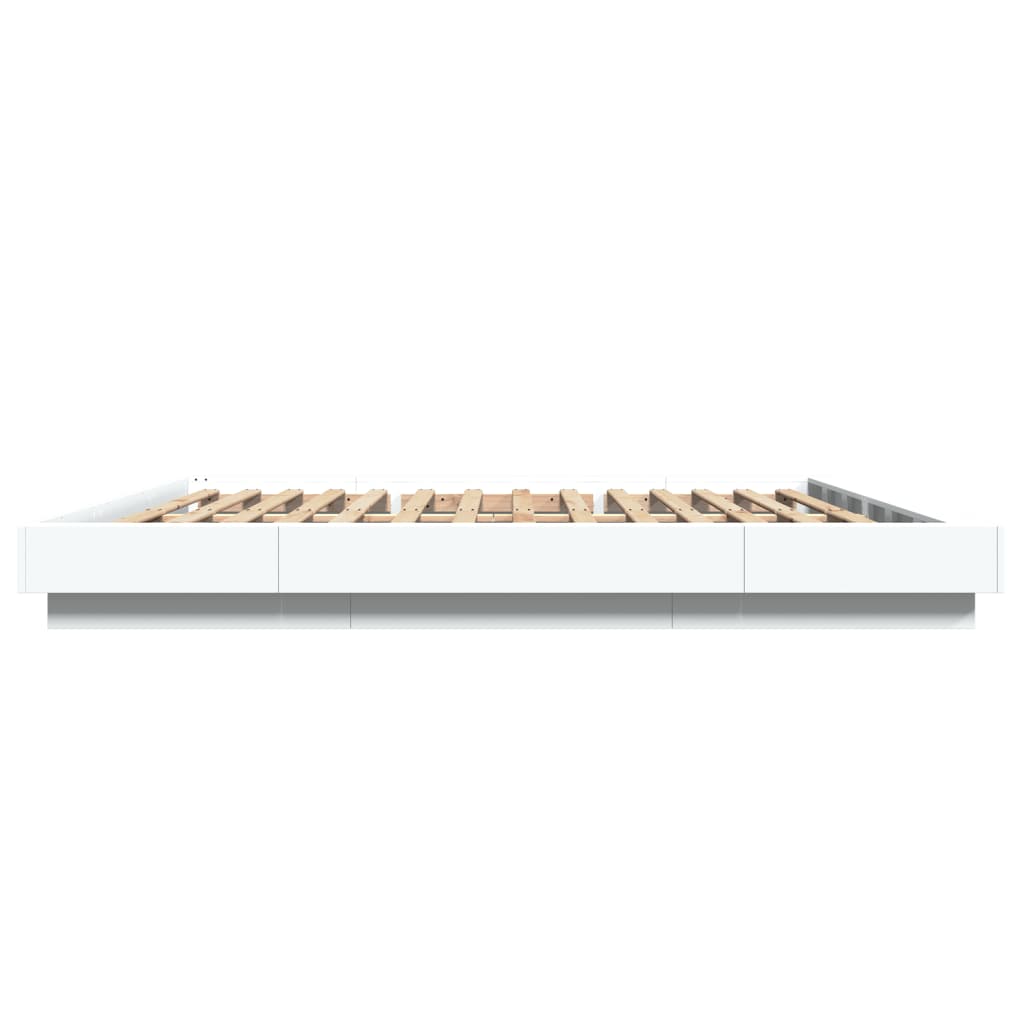 Cadre de lit avec lumières LED sans matelas blanc 200x200 cm