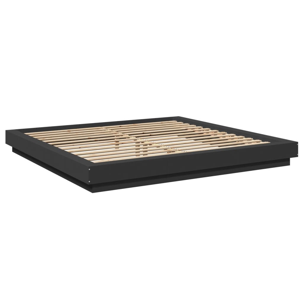 Cadre de lit avec lumières LED sans matelas noir 200x200 cm