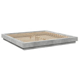 Cadre de lit et lumières LED sans matelas gris béton 200x200 cm