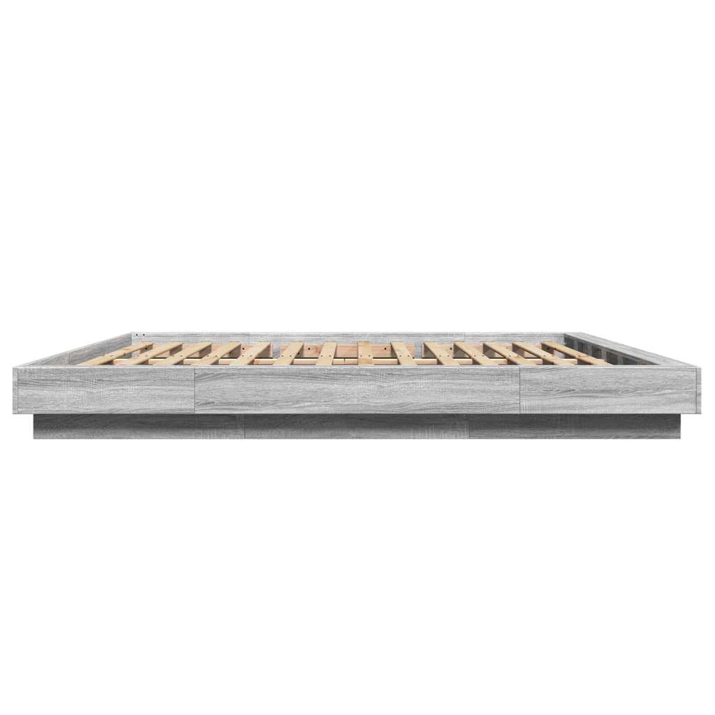 Cadre de lit et lumières LED sans matelas sonoma gris 200x200cm