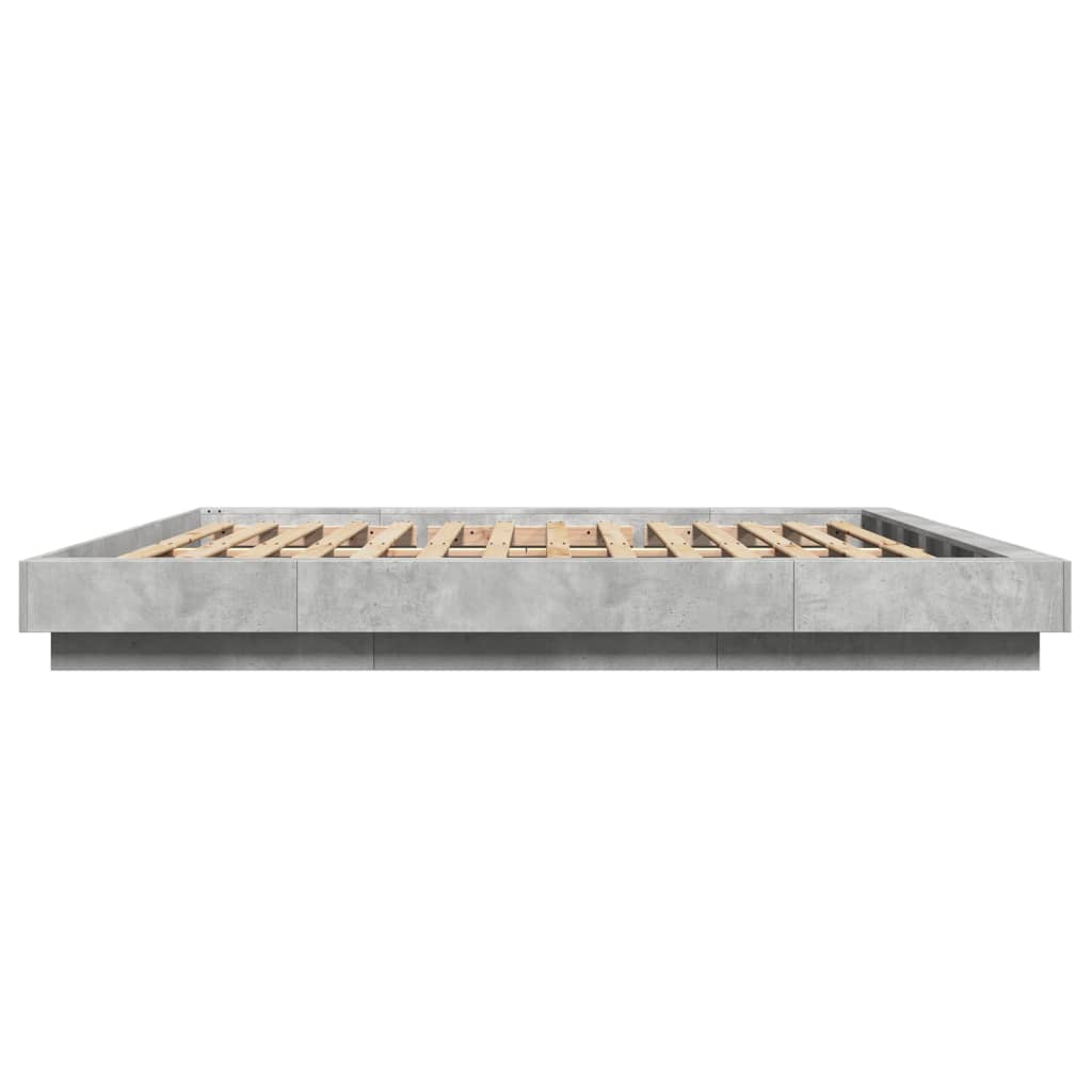 Cadre de lit et lumières LED sans matelas gris béton 180x200 cm