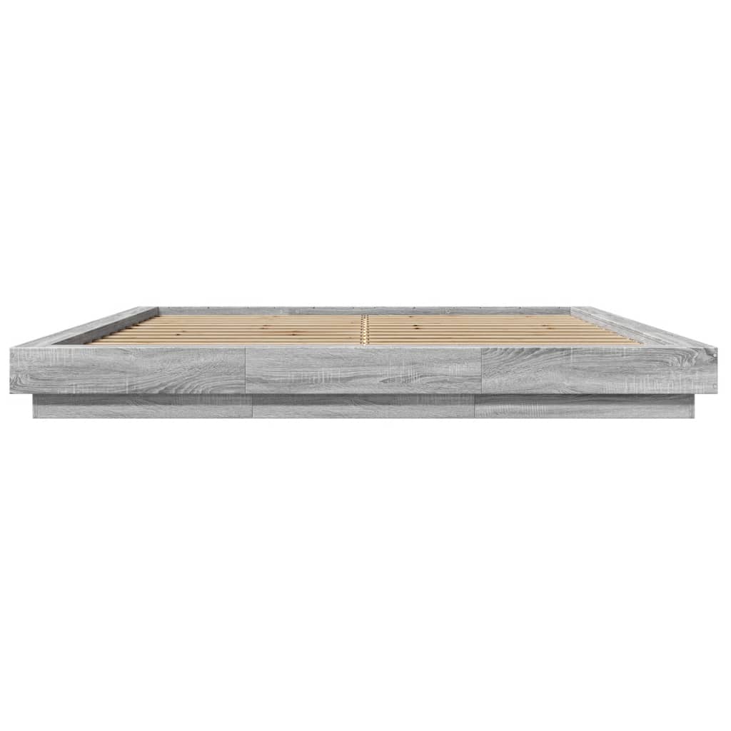 Cadre de lit et lumières LED sans matelas sonoma gris 180x200cm