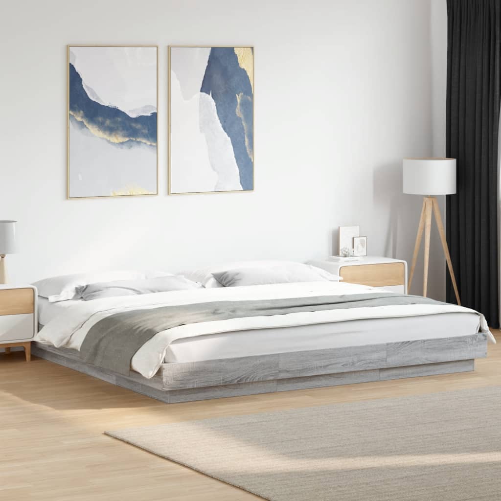 Cadre de lit et lumières LED sans matelas sonoma gris 180x200cm