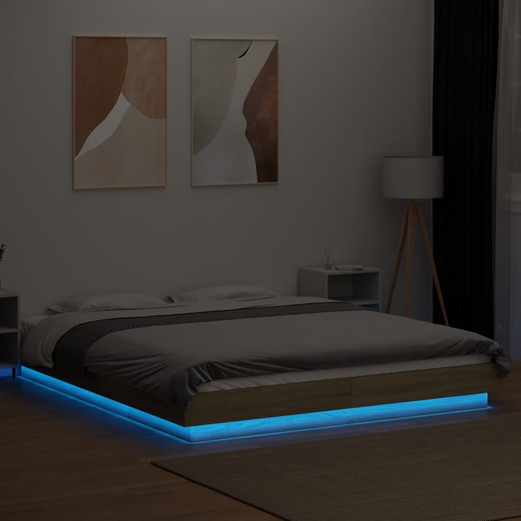 Cadre de lit avec lumières LED sans matelas 160x200 cm