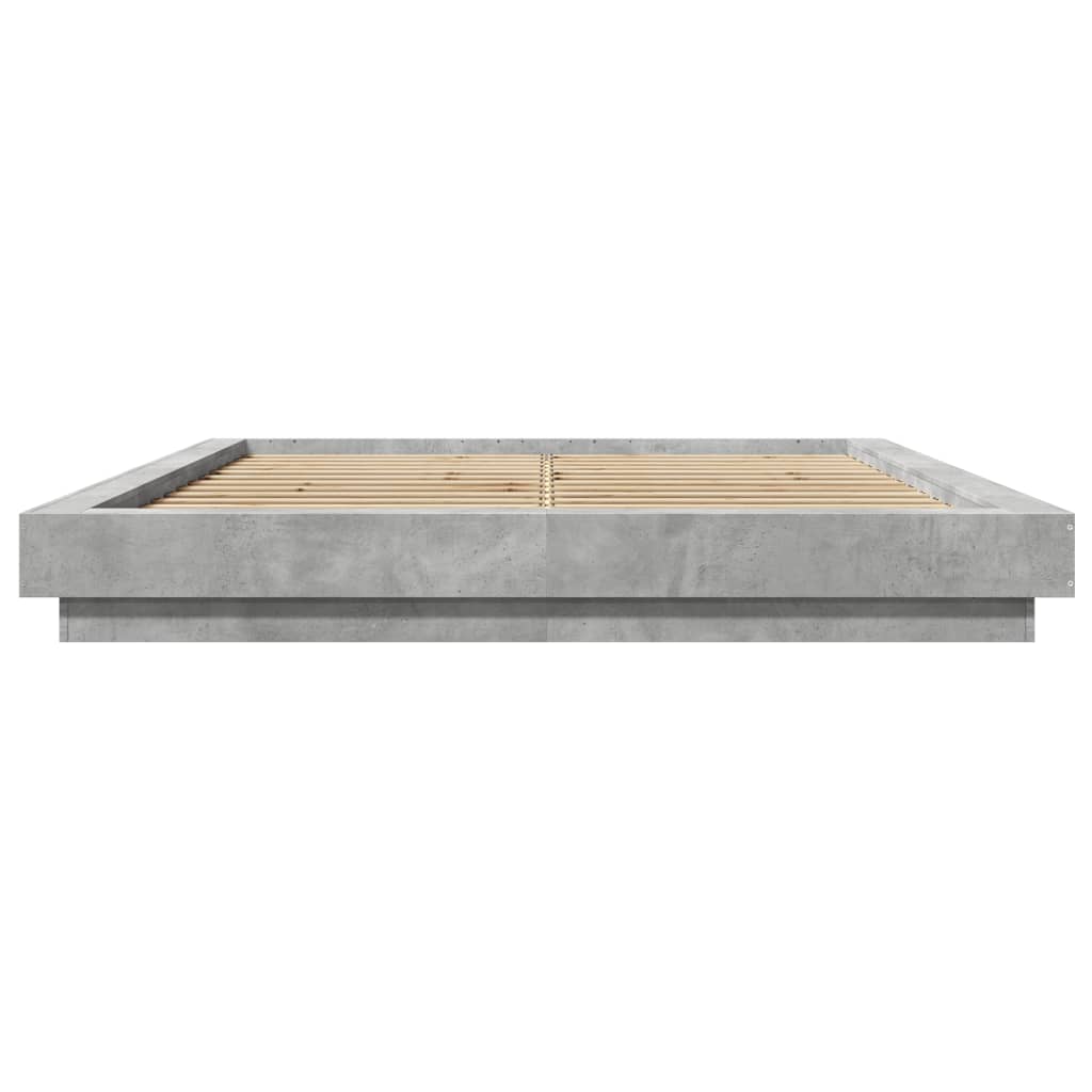 Cadre de lit et lumières LED sans matelas gris béton 160x200 cm