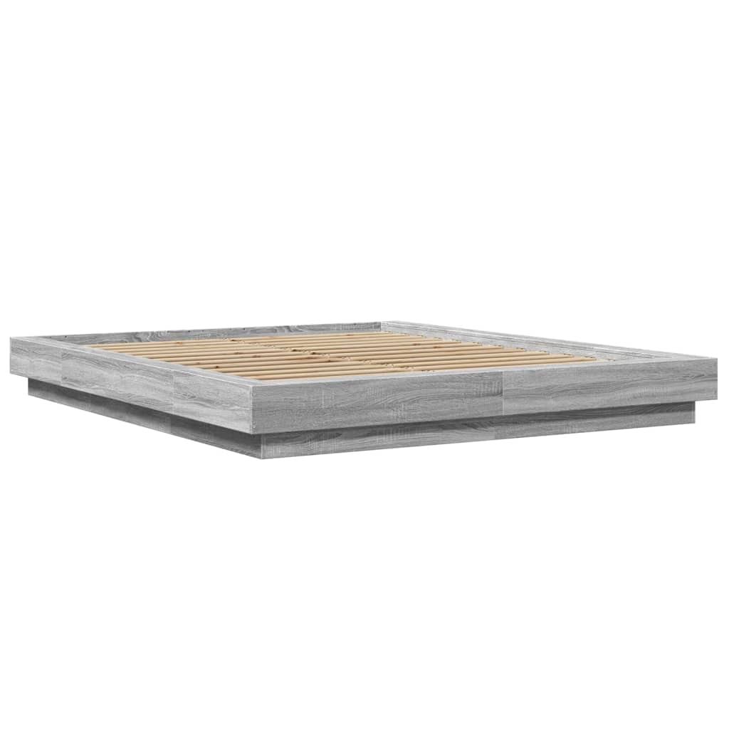 Cadre de lit et lumières LED sans matelas sonoma gris 160x200cm