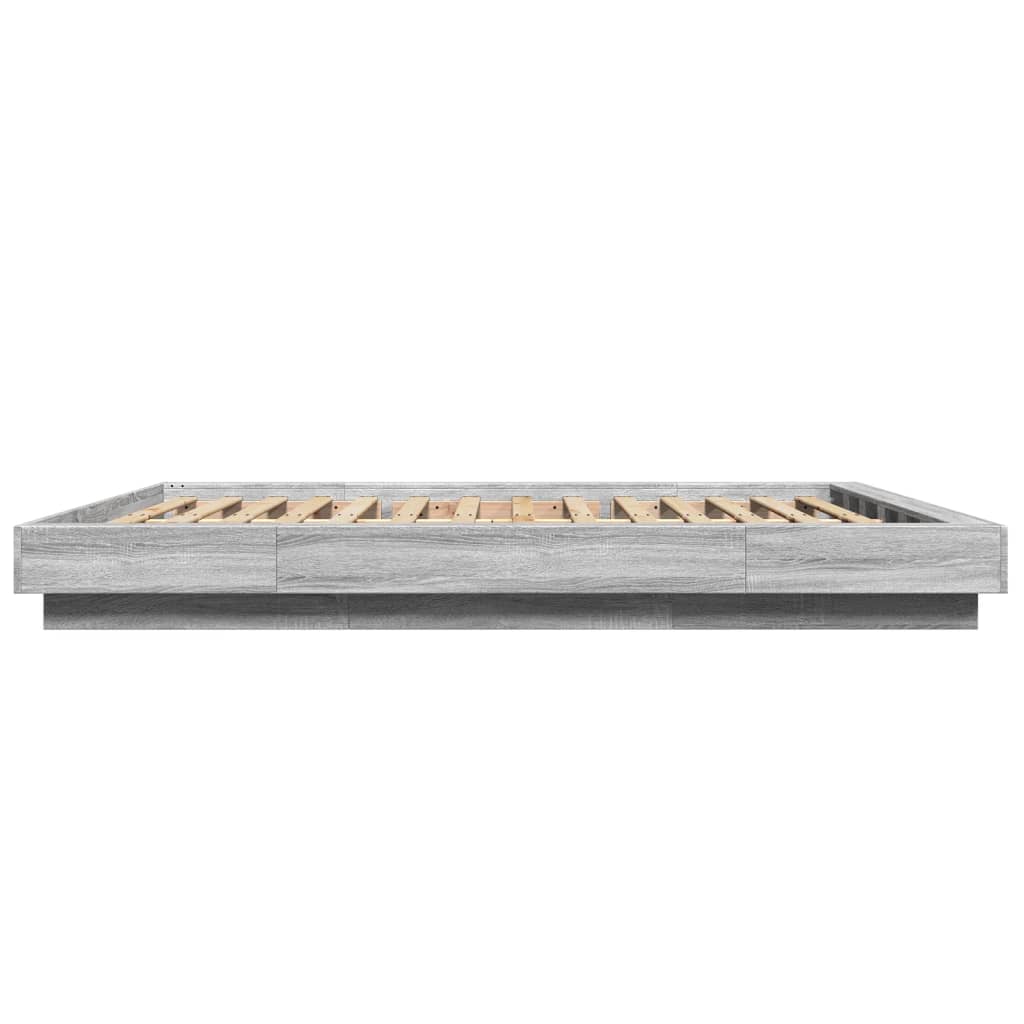 Cadre de lit et lumières LED sans matelas sonoma gris 160x200cm