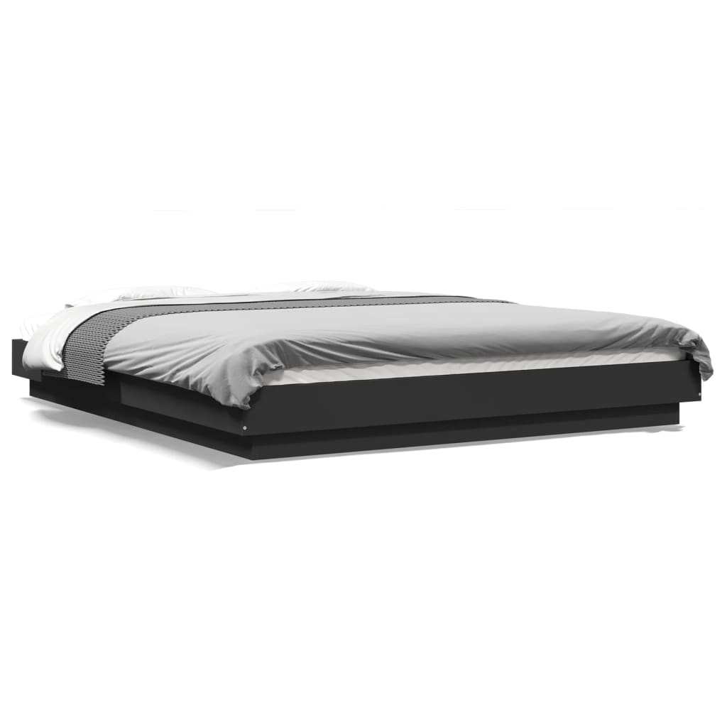 Cadre de lit avec lumières LED sans matelas noir 150x200 cm