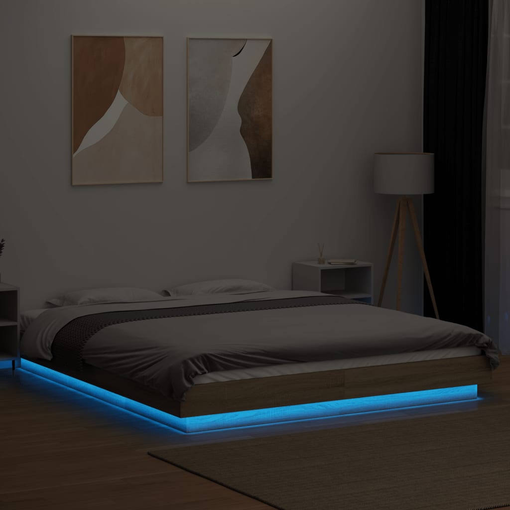 Cadre de lit avec lumières LED sans matelas 150x200 cm