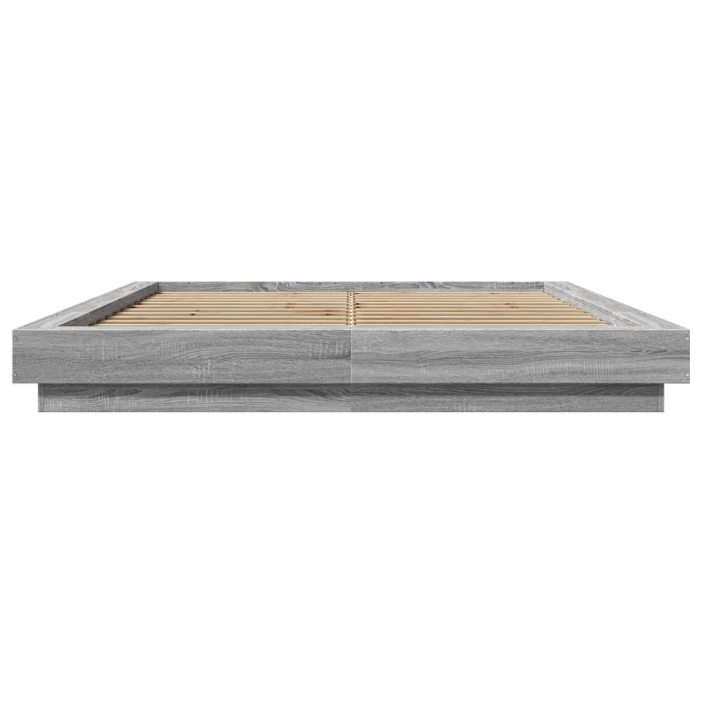 Cadre de lit et lumières LED sans matelas sonoma gris 150x200cm