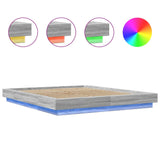 Cadre de lit et lumières LED sans matelas sonoma gris 150x200cm