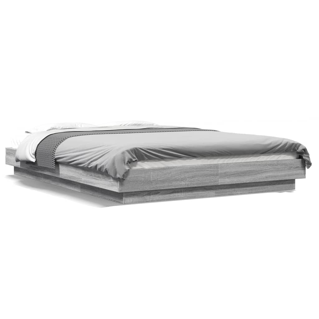 Cadre de lit et lumières LED sans matelas sonoma gris 140x200cm