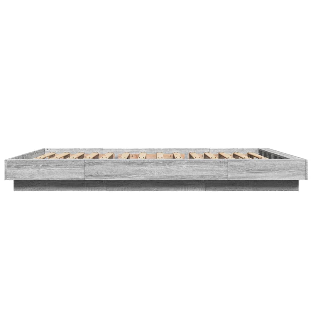 Cadre de lit et lumières LED sans matelas sonoma gris 140x200cm