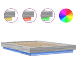 Cadre de lit et lumières LED sans matelas sonoma gris 140x200cm