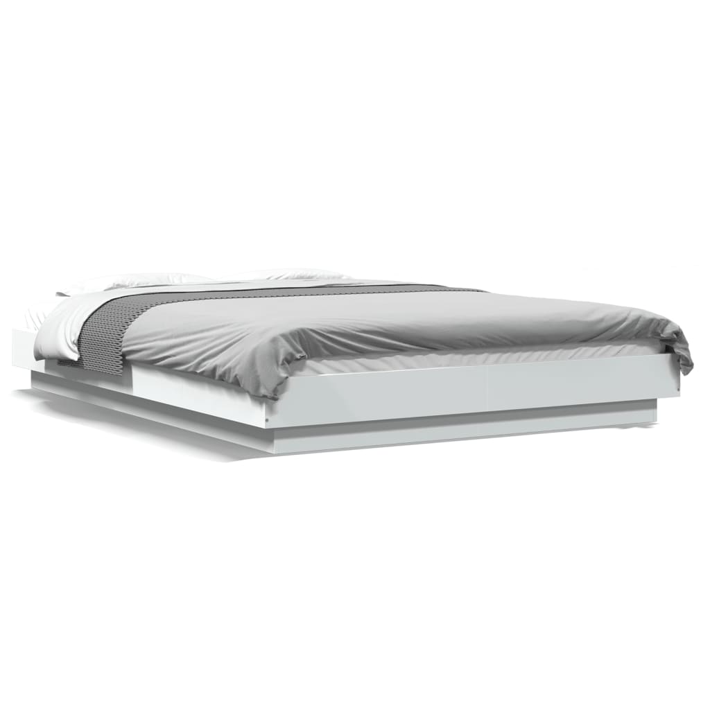 Cadre de lit avec lumières LED sans matelas blanc 120x200 cm